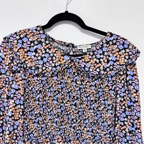 Miss Selfridge Mini Dress Women's Size 8 Ditsy Floral Long Sleeve Black Brown - Picture 3 of 12